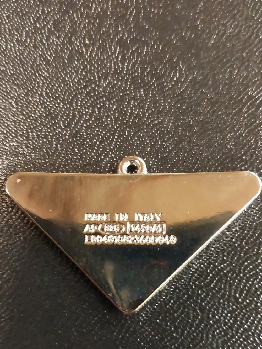Prada Triangle Logo Charm Pendant in Light Blue with Silver Hardware
